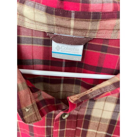 Columbia Men's 2XL Red Plaid Long Sleeve Button-Down Shirt Casual Fall Winter - Picture 3 of 4